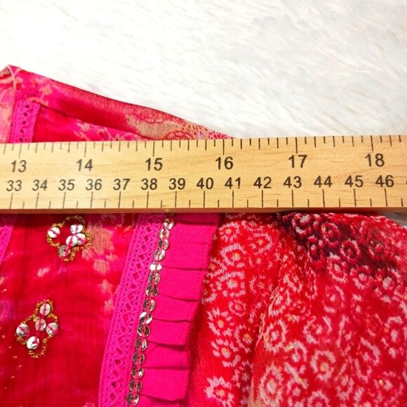 Bill Blass Jeans Vintage Sheer Embellished Tunic/ Midi Pink Women's 2X Runs Smal - Picture 9 of 14